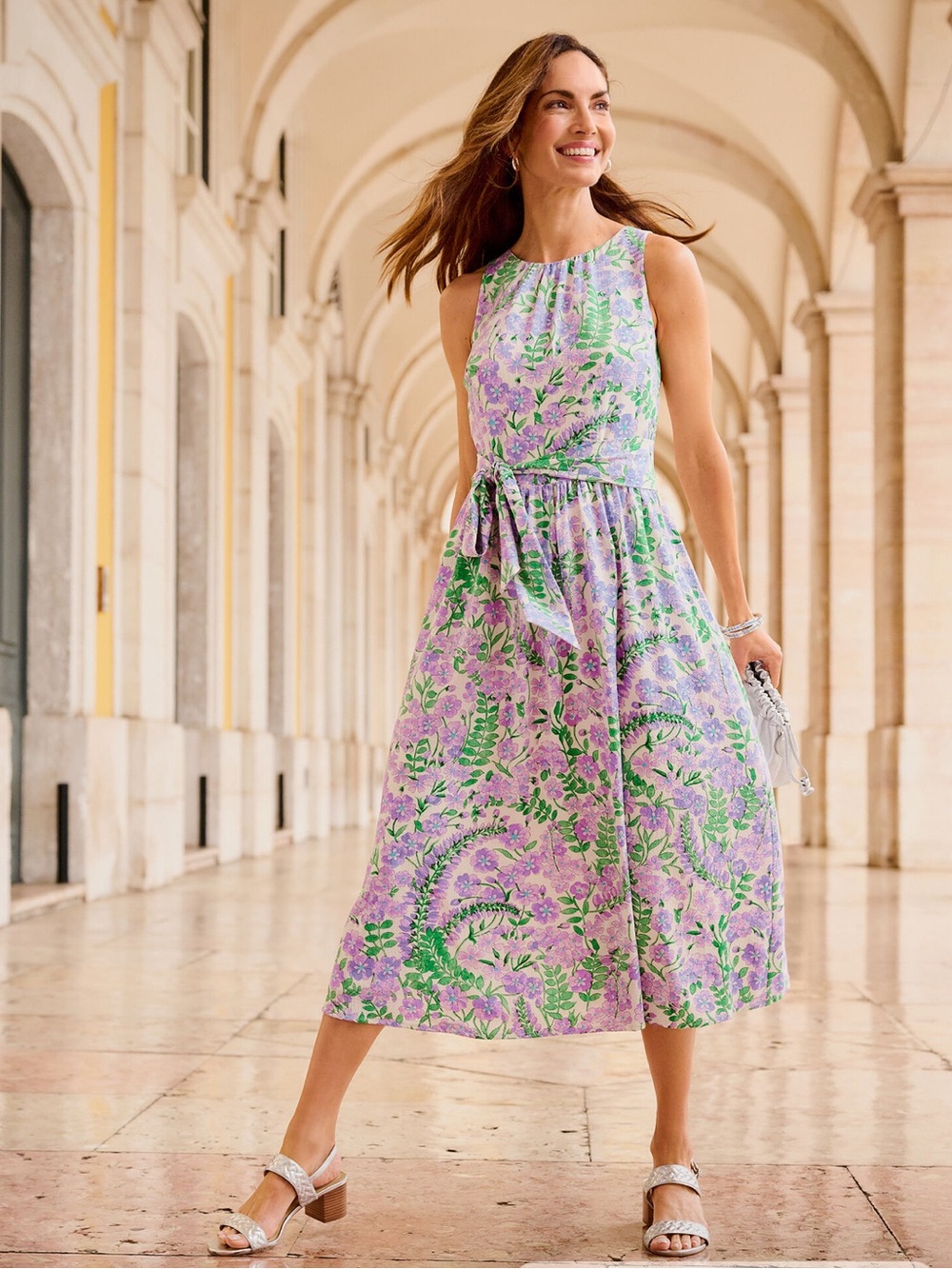 Talbots Fit & Flare Climbing Floral Midi Dress NWT